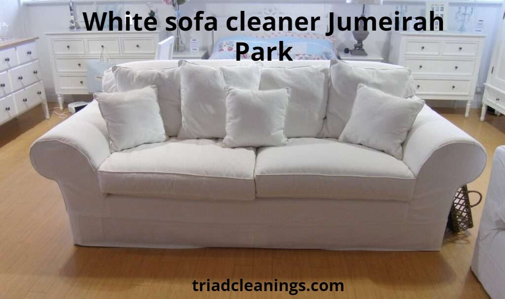 White sofa cleaner Jumeirah Park